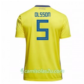 Camisolas de Futebol Suécia Olsson 5 Equipamento Principal Copa do Mundo 2018 Manga Curta